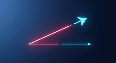 A stylized digital arrow showing an acute angle measurement. Useful for diagrams, math, geometry, and technical illustrations ,display ,curved ,acute