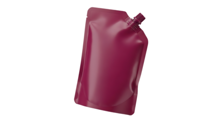 A red pouch with a spout is shown against a white background from a slightly angled viewpoint.