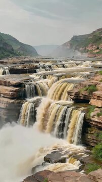 Huanghe Hukou Waterfall Natural Landscape