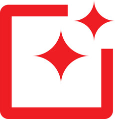 Red square frame with two stars