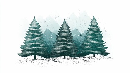 Fototapeta premium Snowy Trees Decor Image, Winter Festive Design Element (Suitable for Christmas Design, Winter Decoration, Greeting Card Materials, etc.)