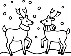 reindeer and deer in the snow