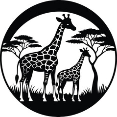 giraffe silhouette vector © Megnath