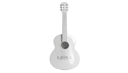 Rendered white acoustic guitar on a black background, centered and isolated