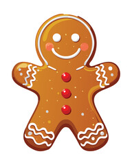 Happy charming gingerbread man cookie decorated with lovely icing details perfect for adding a touch of sweetness to christmas designs - Vector Illustration