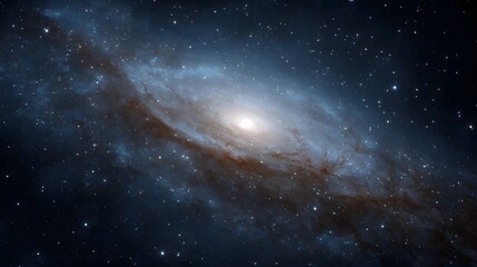 Fototapeta premium A vibrant spiral galaxy illuminated against the vast star filled darkness of deep space