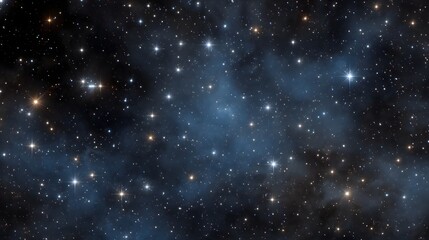Obraz premium A vast expanse of twinkling stars and swirling blue nebulae in deep space