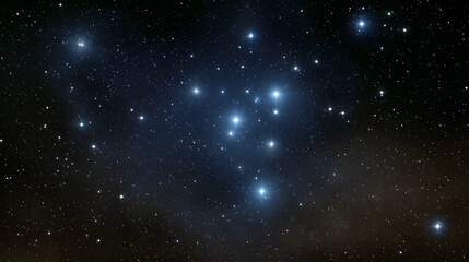 A vibrant celestial cluster of bright blue stars illuminates the deep dark expanse of the cosmos