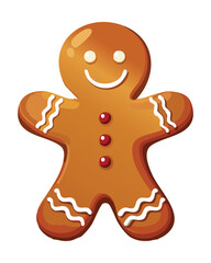 Cheerful gingerbread man cookie with a warm friendly smile and simple white icing lines a charming baked sweet for the holidays - Vector Illustration