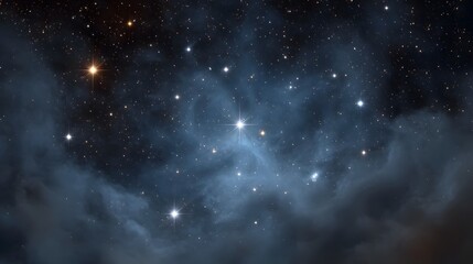 Obraz premium A vast and mysterious swirling cosmic nebula illuminated by countless bright stars and celestial bodies set against the dark expanse of deep space