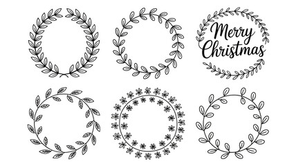 Obraz premium Elegant holiday wreaths and Merry Christmas text for festive design projects