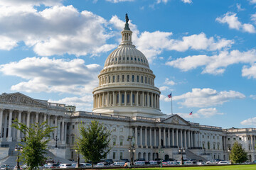 Fototapeta premium Capitol dome as symbol of law. Washington monument architecture. Washington DC. US Senate. Federal government in the nation capital. USA symbol. American capital city. Washington State Capitol