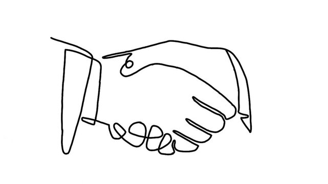 Continue line animation of businessman handshake