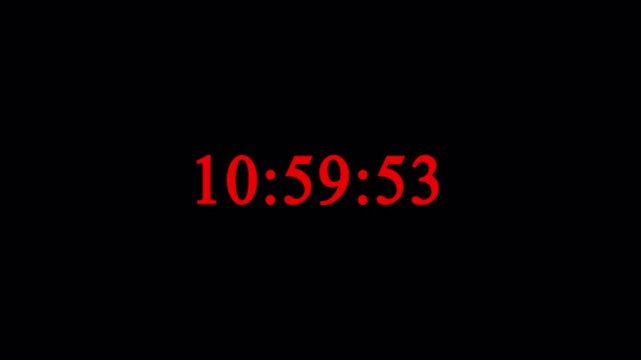 Analog Clock 12 Hour Cycle from 12:00:00 to 00:00:00: 1 Minute Time Lapse Video Transparent Alpha 4K