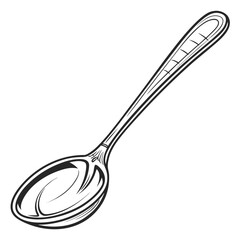 Illustration of a spoon in black and white