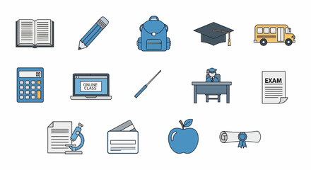 Education learning school supplies vector illustration back to school study knowledge items