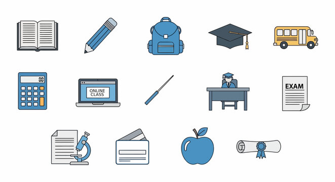 Education learning school supplies vector illustration back to school study knowledge items