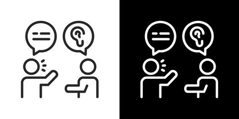 Listening  Icon Set. Clean Line Design With Light And Dark Versions For Versatile Use. 