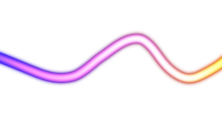 Neon glowing wave overlay PNG. abstract curved lines neon glowing color flow on transparent background, light beams overlay. Color gradient shape. Light leaks effect 