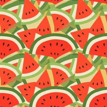 Vibrant fruit slices create a repeating summer pattern across the entire composition