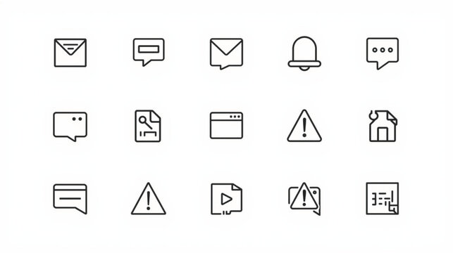 💬 Modern Message and Chat Outline Icon Set – Minimal Flat Vector Design for UI UX Dashboard & Digital Communication