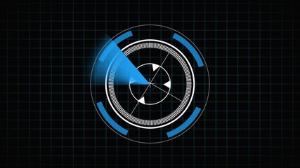 Futuristic Digital Radar Scope with Blue Target Indicator on Grid animation Background image photo. Animated radar scope with glowing blue target moves over grid, ideal for surveillance, navigation. - Powered by Adobe