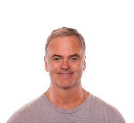 Obraz premium Close up portrait of a smiling happy mature man isolated on transparent png background.