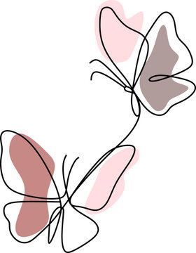 Butterfly Continuous Line Drawing Element