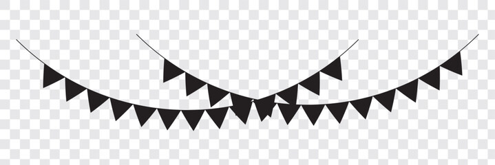 Carnival garland with flags. Decorative colorful party pennants for birthday celebration, festival and fair decoration. Vector illustration. EPS 10. Black Good collection Design. 