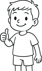 Obraz premium Happy cartoon boy giving a thumbs up gesture
