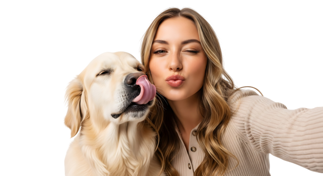 Dog Love Golden Retriever Cuteness Woman Kissing Sweet Puppy Pet Friendship