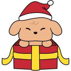 Cartoon Puppy in Gift Box