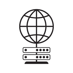 Global network connection server icon | Internet data center vector illustration