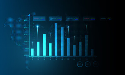 Financial market data analysis graph technology connection concept background