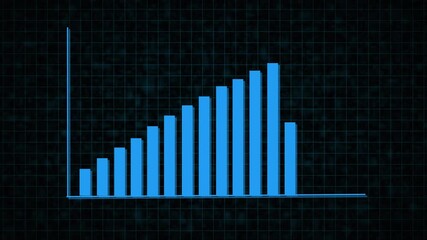 Upward Trending Blue Bar Graph on Dark Textured Grid animation Background chart data visualization.upward against textured dark grid, creating sleek animation for analytics, finance, and tech visuals. - Powered by Adobe
