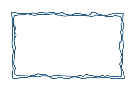 Simple hand-drawn blue frame with irregular lines creating rectangular border