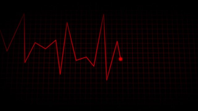Red Heartbeat Line Graph on a Dark Grid animation Background cardiogram heart rate. Medical heartbeat line graph with red pulse animation on dark grid, great for cardiology lessons, health apps. - Powered by Adobe