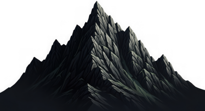 A dark and imposing mountain peak