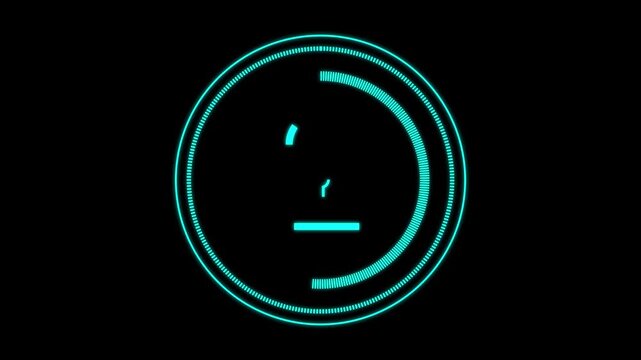 Cyan Neon Circular Progress Indicator with Segmented Bar on animation Black Background. Futuristic cyan neon circular progress bar pulses over black animation, great for digital UI, game interfaces. - Powered by Adobe