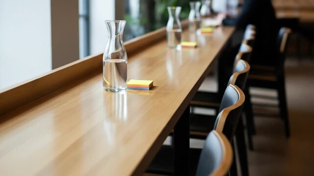 Wooden bar with glassware and seating