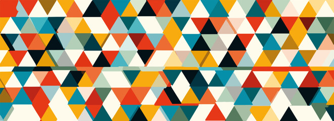 Abstrakcyjny wz&oacute;r geometryczny z tr&oacute;jkąt&oacute;w w żywych kolorach, idealny do tła.