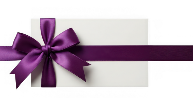Gift box with purple ribbon, for special occasion
