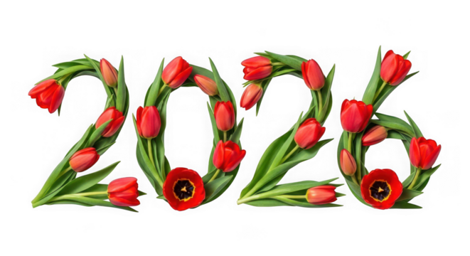 Floral 2026 number for new year celebration