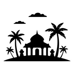 Tropical Island Beach Silhouette