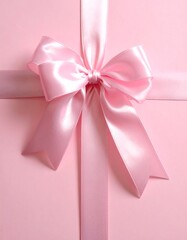 A pink gift box tied with satin ribbon and a bow