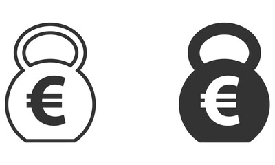 kettlebell icon with euro sign vector illustration