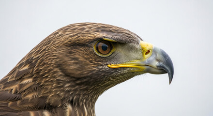 Obraz premium Majestic eagle head portrait with intense gaze and sharp beak, a powerful symbol of freedom, strength, and vision in the natural world