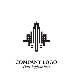 Building Logo Symbol in Black on the White Background with Modern Minimal Architecture Design