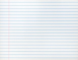Blank lined notebook paper with blue horizontal and red vertical margins.