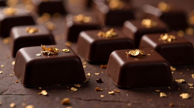 Indulge in creamy chocolate bliss with a touch of gold, perfect for decadent desserts or elegant gifts in a tempting close-up video preview